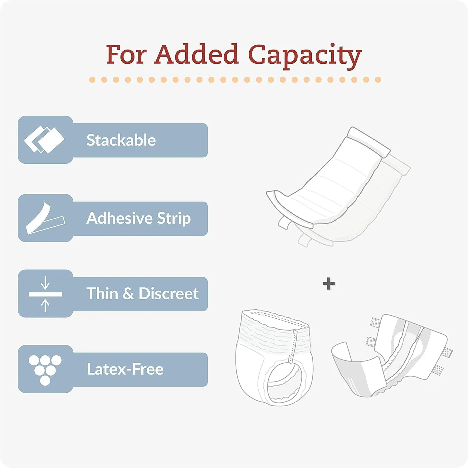 Tranquility TopLiner Disposable Booster Pads, Super (15" x 4.25"), Flow-Through Design with Adhesive Strip for Max Absorption, Adult Unisex, 25ct Bag