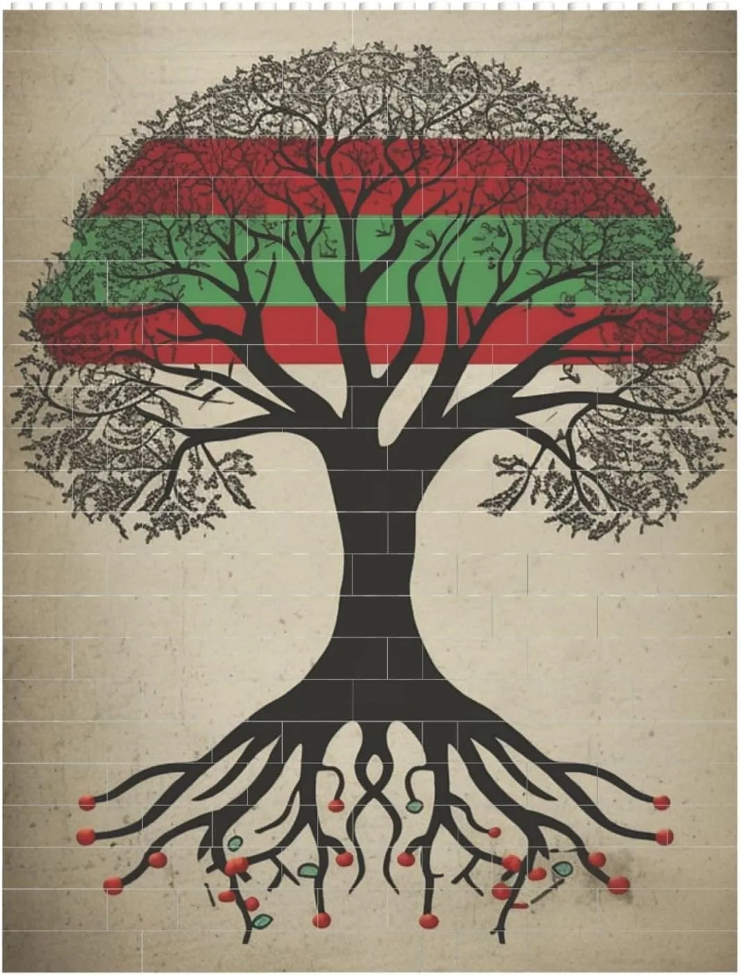 Tree Palestinian Flag Building Block Puzzle Personalized Building Bricks for Adults Square Shaped Block Puzzle Building Brick Block Puzzles Valentine's Day Gifts for Home Decor Brick Puzzle