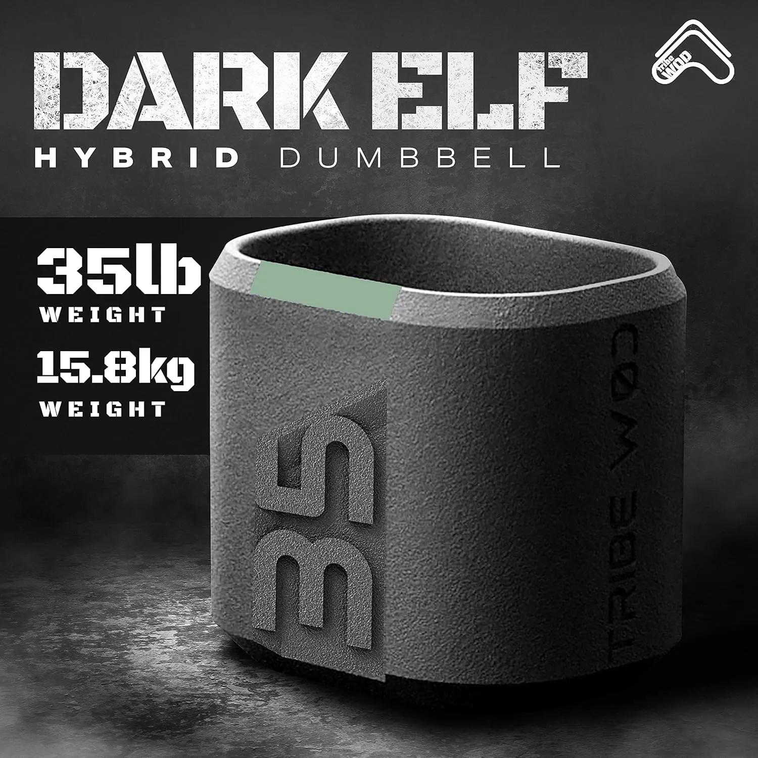 Tribe WOD Dark Elf Hybrid Dumbells 10-35lb - Cross Training Workout Equipment for Muscle Building and Mobility, Cardio Fitness, Weights for Women & Men (Pack of 1)- New