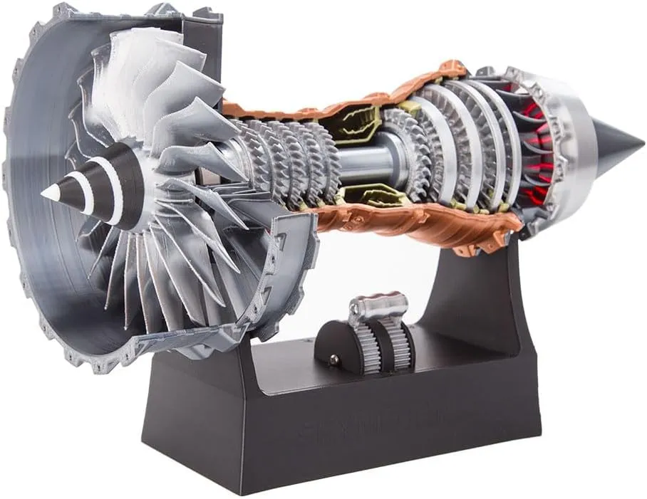 Turbojet Engine Model, TRENT900 Functional Turbofan Aero Aircraft Engine 3D Printing Model, Science Education Toy Ornament (Dynamic KIT Version/50PCS )