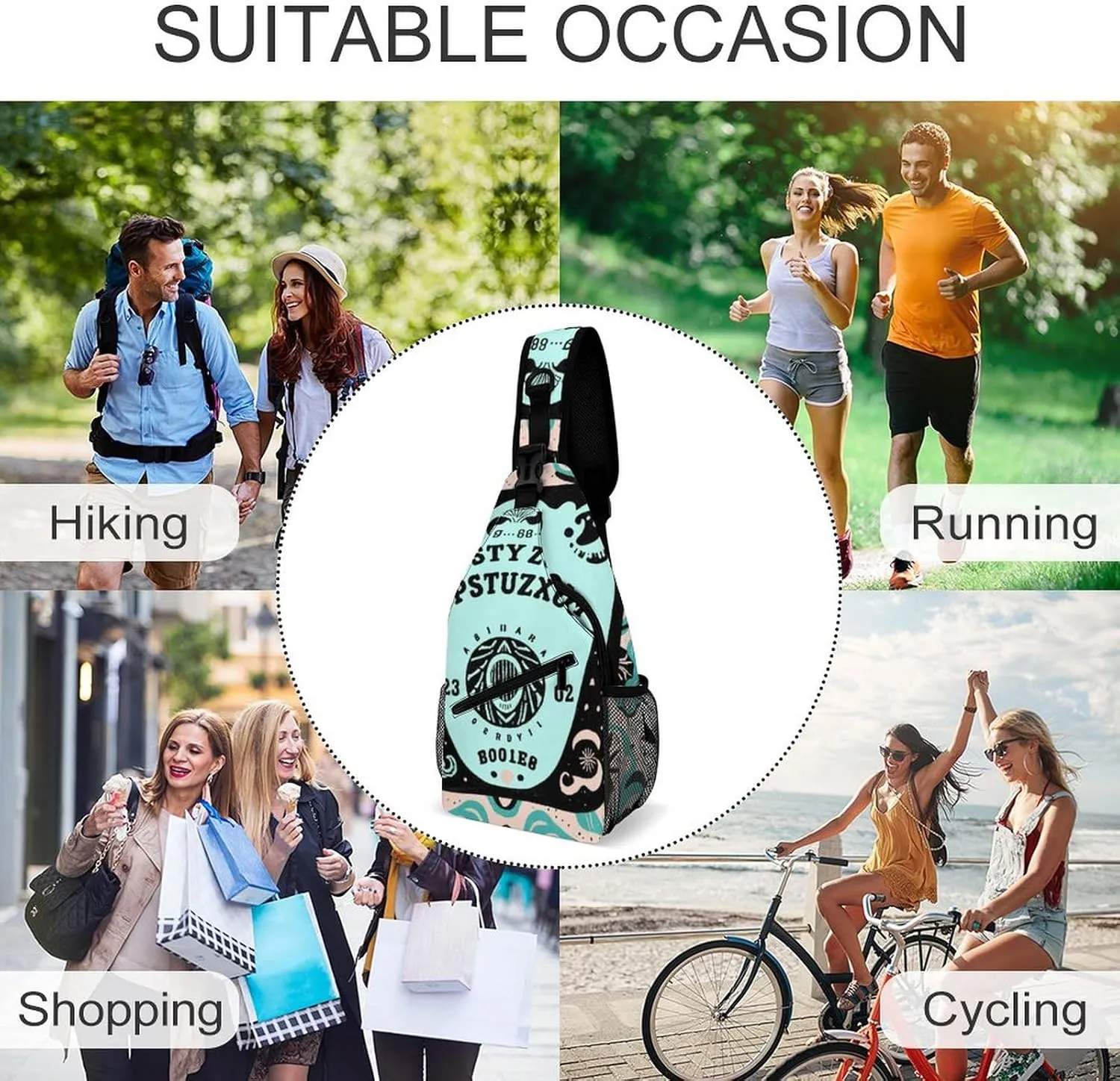 Ultra Lightweight Sling Shoulder Backpack Shoulder Crossbody Bag Chest Pack Multipurpose Anti-Theft Daypack for Outdoors Camping Hiking Trekking, Ancient Witch Magic Spirit Board Art