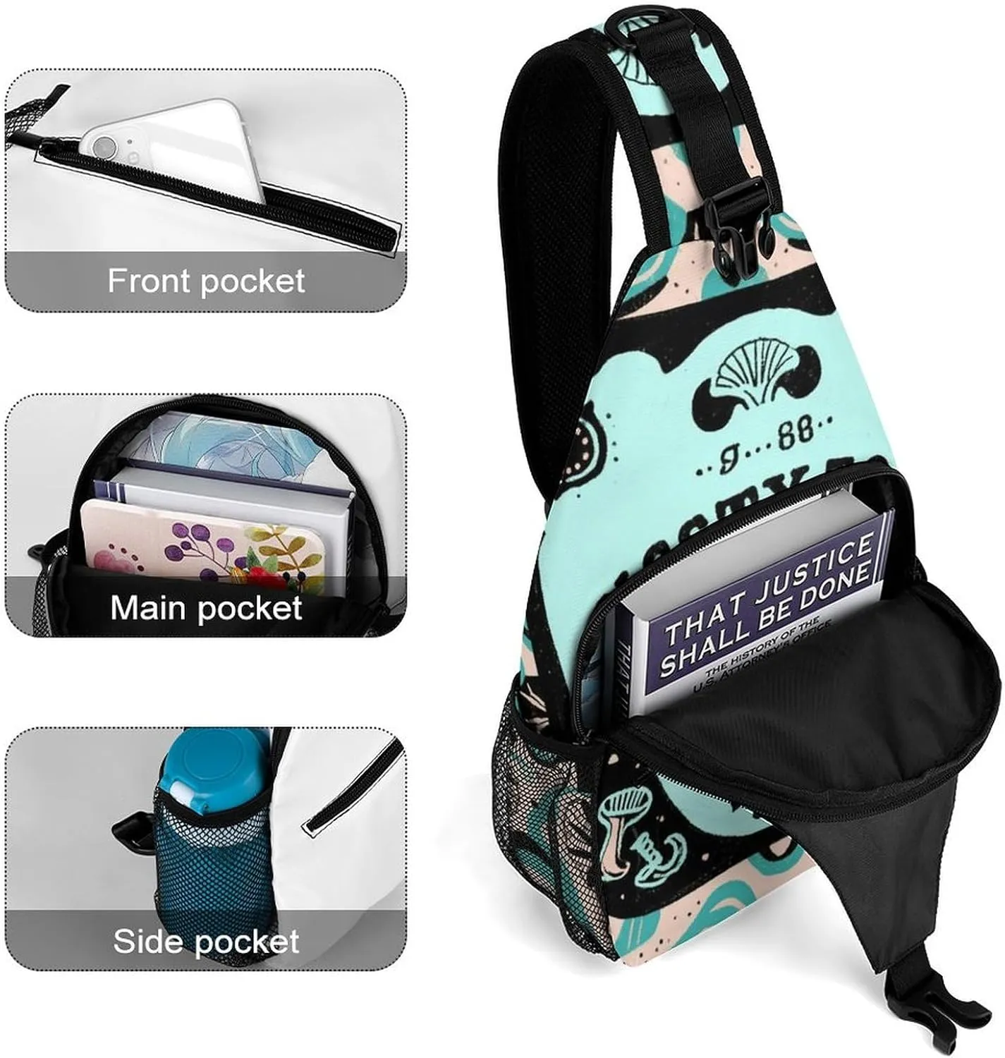 Ultra Lightweight Sling Shoulder Backpack Shoulder Crossbody Bag Chest Pack Multipurpose Anti-Theft Daypack for Outdoors Camping Hiking Trekking, Ancient Witch Magic Spirit Board Art