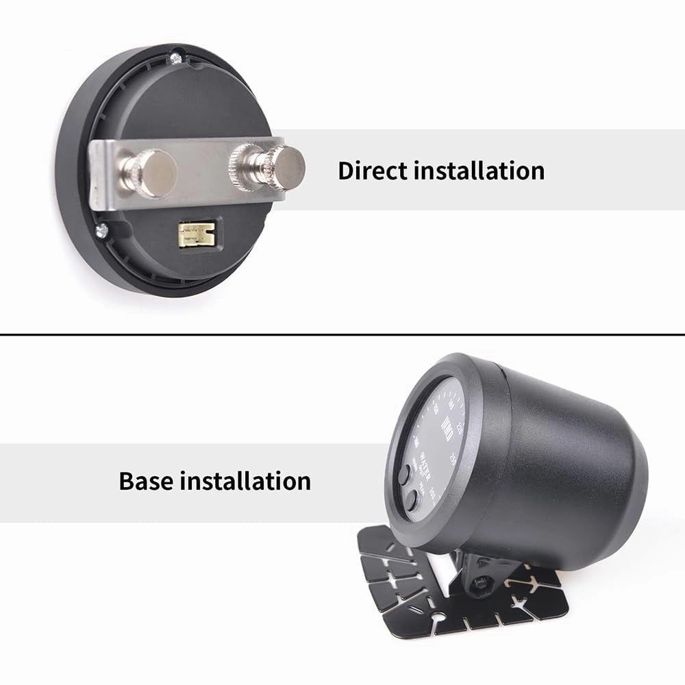 Universal 52mm Water Temperature Gauge 100-300F(38-150C) Electronic Red Digital LED DC12V for Car Automotive with Joint Pipe Radiator Sensor Adaptor Black 38MM