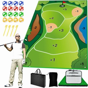 Upgrade Golf Chipping Game - 6x4 Ft Felt Fabric Giant Size Target Chipping Mats - Indoor/Outdoor Game, Great for Adults & Family (No Club Included)