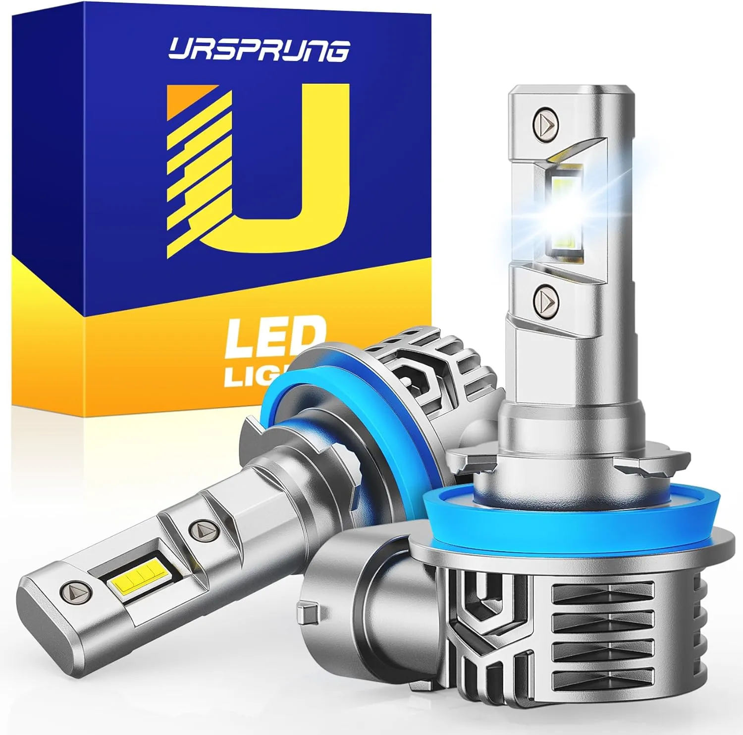 Ursprung H11/H8/H9 Light Bulbs,700% Brightness, 60000Hrs Lifespan H11 Light Bulbs,6500K Cool White,Plug and Play,Halogen Replacement fog bulb,Quick Installation,Pack of 2