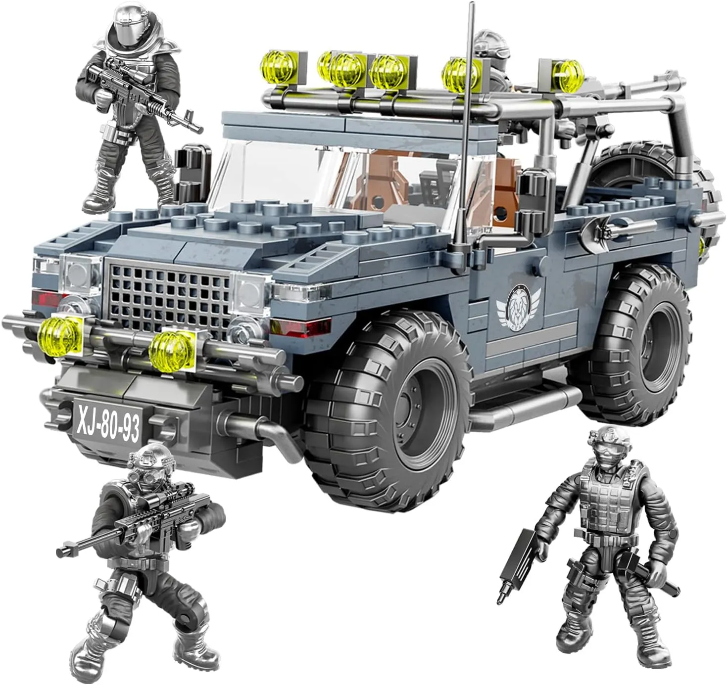 US Military Mini Figures, Special Forces SWAT Team, Weapons and Accessories! Perfect for kids ages 10  and parents who want to enjoy quality family time 736-piece military vehicle-building toys.