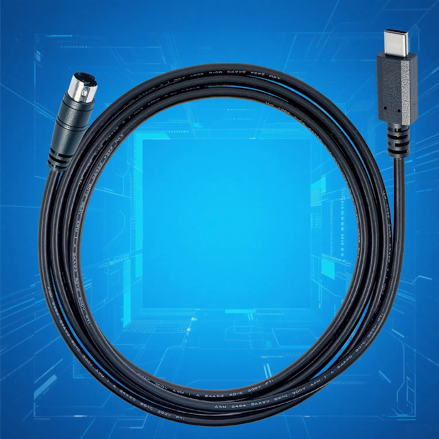 USB-C to Mini-din 7 Male MIDI Cable for IK Multimedia iRig Series, HD, HD-A, Keys, I/O 25/49, MIDI 2 Pro, Pro Duo, Pro I/O Stream, Plug-and-Play,(USB-C,3.3FT)
