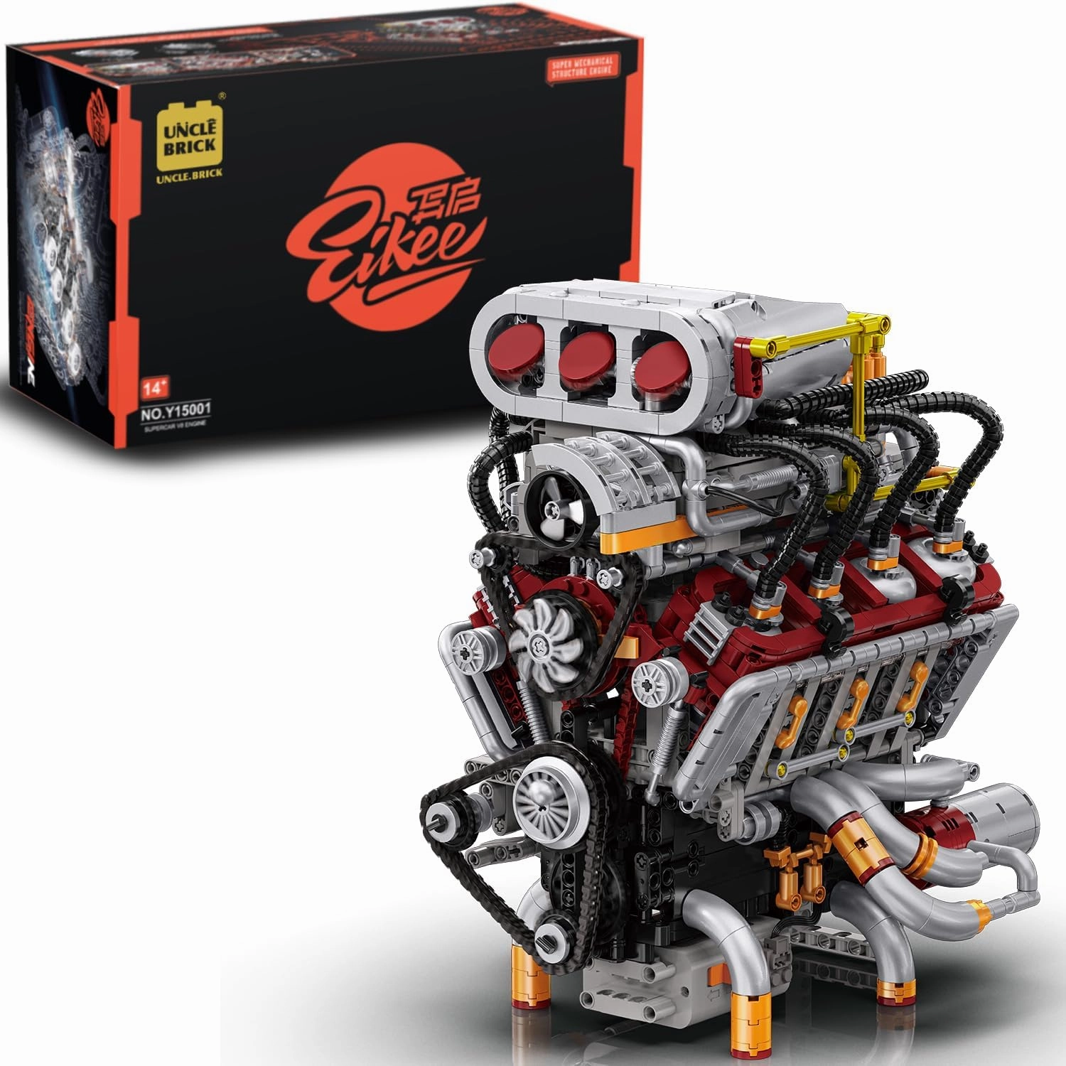 V8 Engine Building Block Set,Mini V8 Engine Kits That Runs,Collectible Set for Adults,Technic Sets Model Engine Gift for Adults,Home or Office Décor Sets for Boys 8-14(2347PCS)