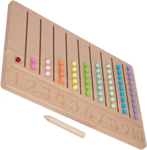 Vaguelly 1 Set Wooden Number Tracing Board for Beads Number Board Fine Motor Skills Development Preschool Learning for Early Education