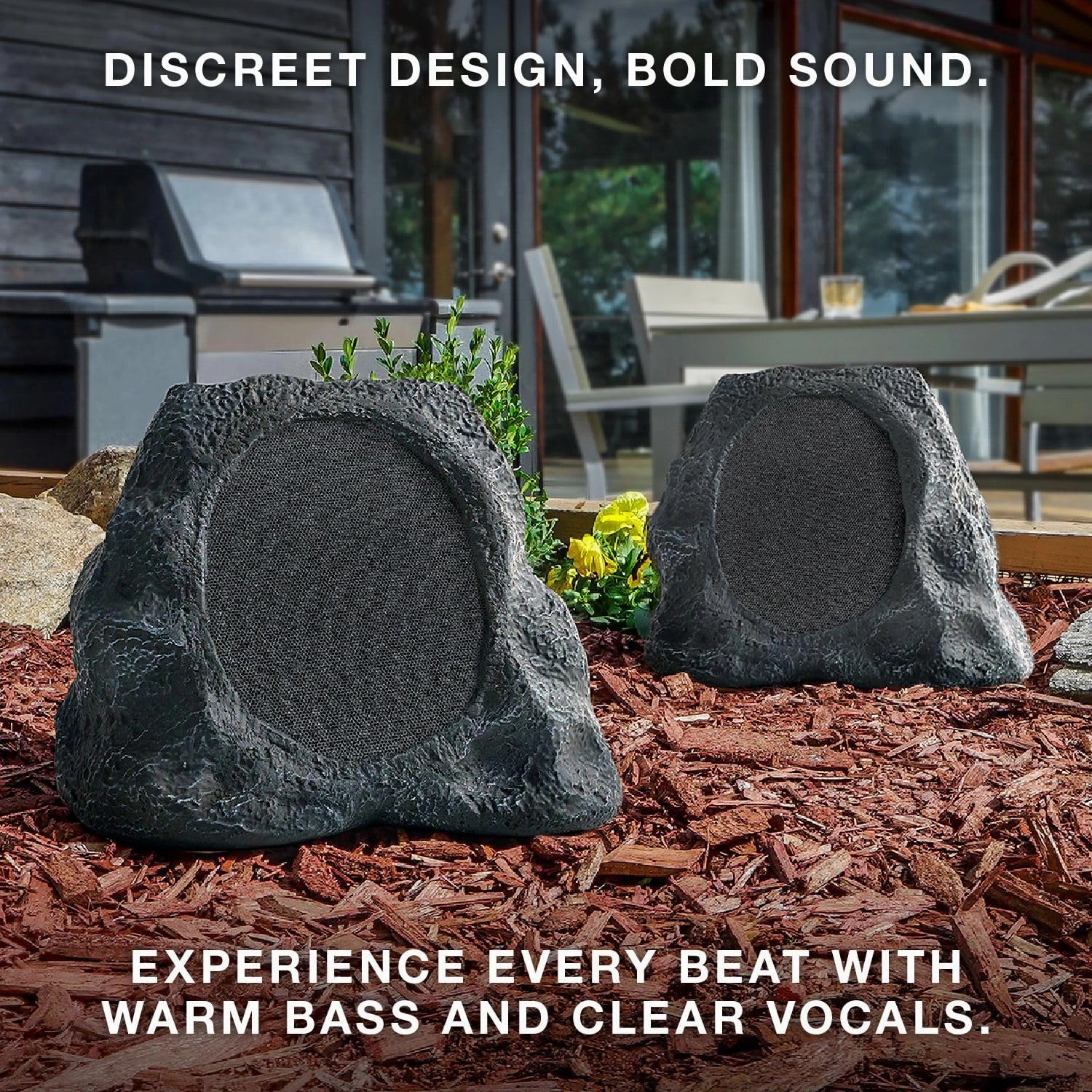 Victrola Rock Speaker Connect, Sand, Wireless Outdoor with Bluetooth 5.3, 22-Hour Battery Life, with Solar Charging, Link Up to 20 Rock Speakers, IP65 Water & Dust Resistant Speaker