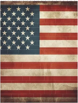 Vintage American USA Flag Building Block Puzzle Personalized Building Bricks for Adults Square Shaped DIY Brick Block Puzzles Valentine's Day Gifts for Home Decor Brick Puzzle