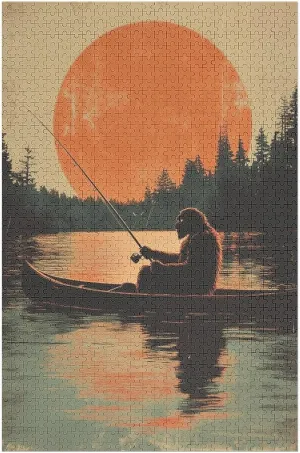 Vintage Fishing in Canoe Jigsaw Puzzles 1000 Pieces for Adults Educational Entertainment Game