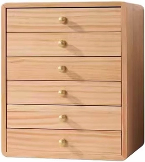 Vintage Wooden Jewelry Box - Multifunctional Organizer with 6 Layers of Velvet-Lined Storage Drawers for Earrings, Rings, Necklaces, and Bracelets (Wood Finish)(Size:6 Layer,Color:Wood Color)