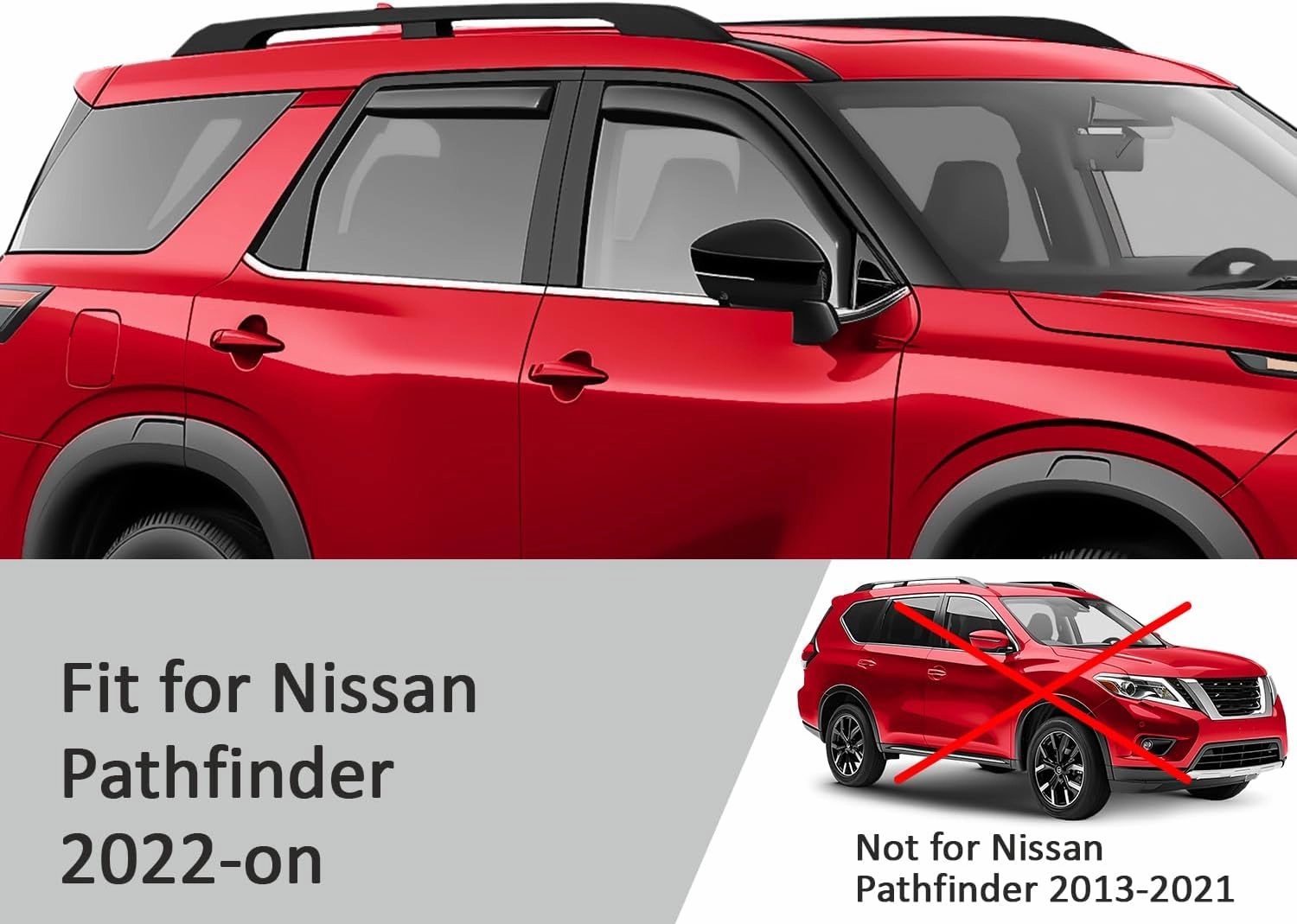 Voron Glass in-Channel Extra Durable Rain Guards for Nissan Pathfinder 2022-2025, Window Deflectors, Vent Window Visors, 4 Pieces - 200722