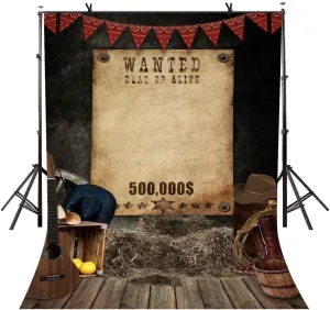 Wanted Background Western Cowboy Theme Party Decoration 5x7ft Wild West Hat Haystack Wood Board Backdrop for Carnival Cake Table Decor Photo Photography Studio Set Props BJLSVV831