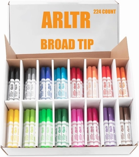 Washable Markers Bulk, Bulk Pack of 224 in 16 Vibrant Colors, Broad Line Conical Tip Markers for Classroom School for students adults drawing and crafts - Perfect for Kids' Classrooms & Teachers