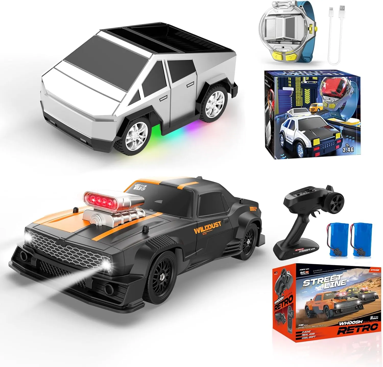 Watch Remote Control Car Toy, 2.4 GHz Mini RC Car Watch Toy   1/16 RC Drift Car with Gyro Full Proportional 4WD 50KM/h High Speed Remote Control Cars, Drift Racing Vehicle