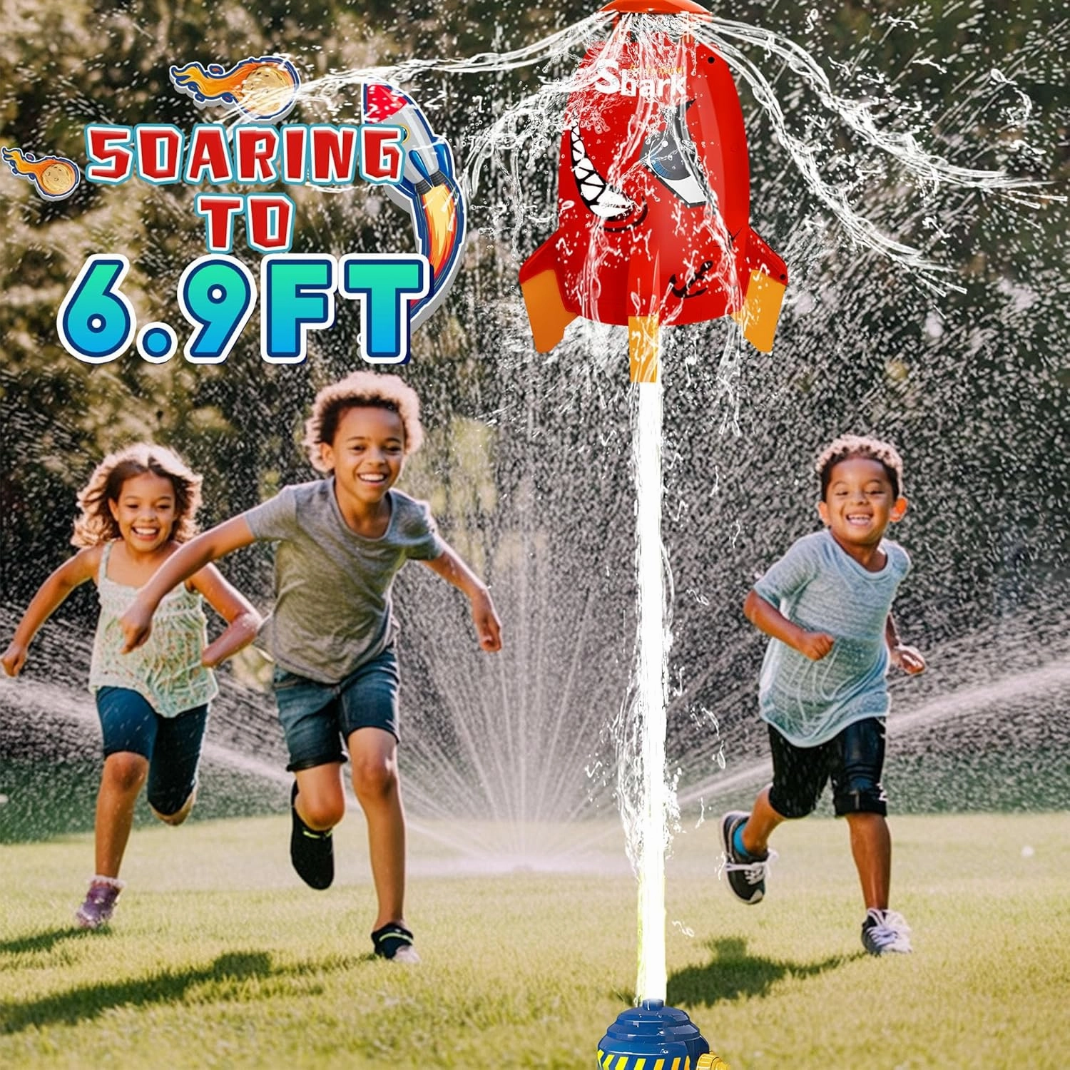 Water Sprinkler for Kids Rocket Toys – Outdoor Summer Water Launcher with 360° Splash, Fun Backyard Sprinklers for Toddlers Boys Girls Age 3–8, Easy Hose Setup Birthday Gift Idea