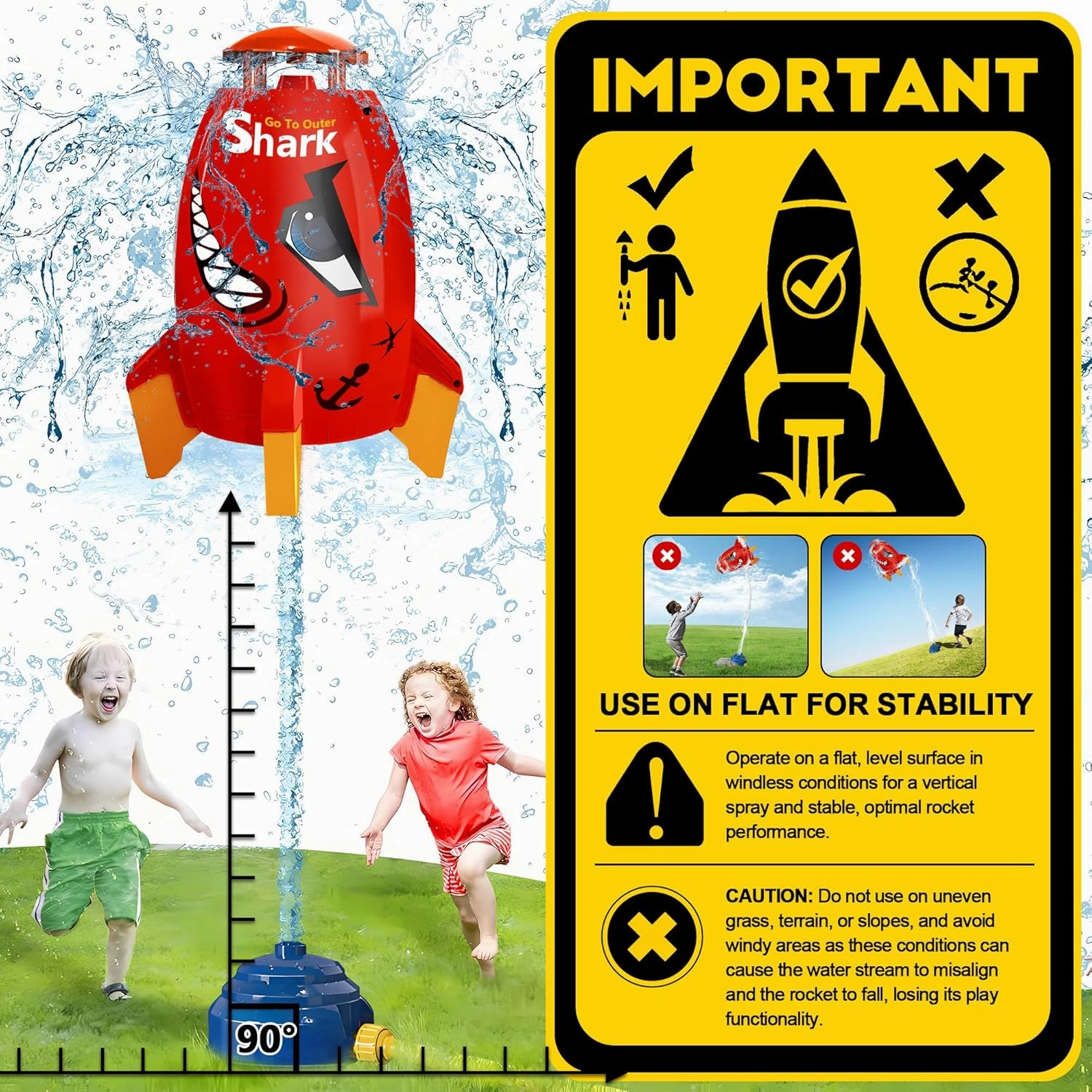 Water Sprinkler for Kids Rocket Toys – Outdoor Summer Water Launcher with 360° Splash, Fun Backyard Sprinklers for Toddlers Boys Girls Age 3–8, Easy Hose Setup Birthday Gift Idea