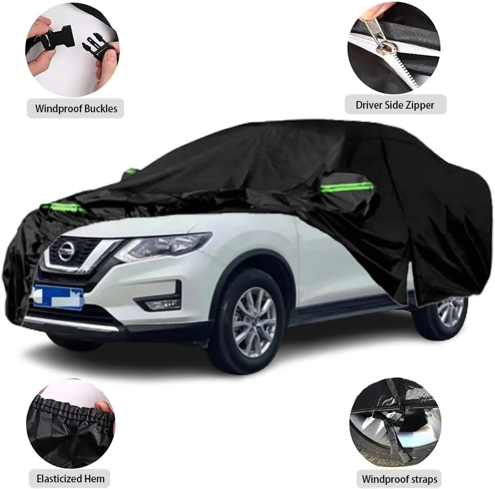Waterproof Car Covers Compatible with 2010-2024 Nissan X-Trail, All Weather Custom-fit Car Cover with Zipper Door for Rain Snowproof UV Windproof Protection