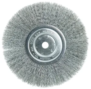 Weiler 01135 8" Narrow Face Crimped Wire Wheel, .006" Steel Fill, 5/8" Arbor Hole, Made in the USA