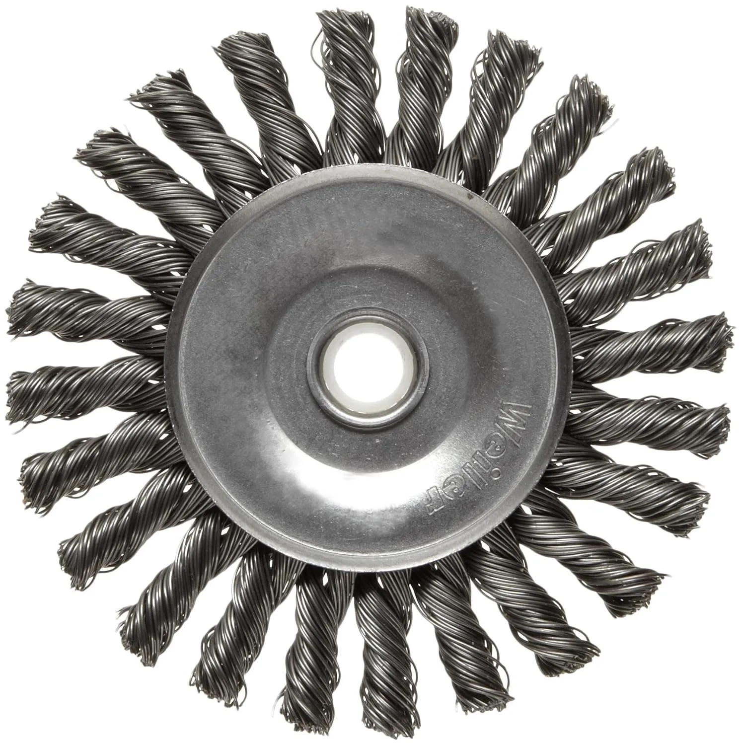 Weiler 08534 4" Cable Twist Knot Wire Wheel, .020" Steel Fill, 1/2"-3/8" Arbor Hole, Made in the USA