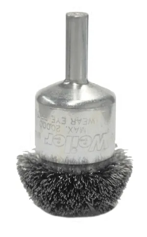 Weiler 10035 Circular Flared Crimped Wire End Brush, 1-1/4", 0.08" Steel Fill, Made in The USA