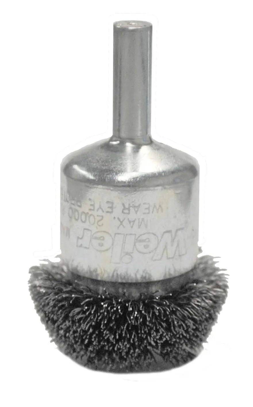 Weiler 10035 Circular Flared Crimped Wire End Brush, 1-1/4", 0.08" Steel Fill, Made in The USA