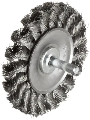 Weiler 17680 3-1/4" Stem-Mounted Knot Wire Wheel, .0118" Steel Fill, 1/4" Stem, Made in the USA