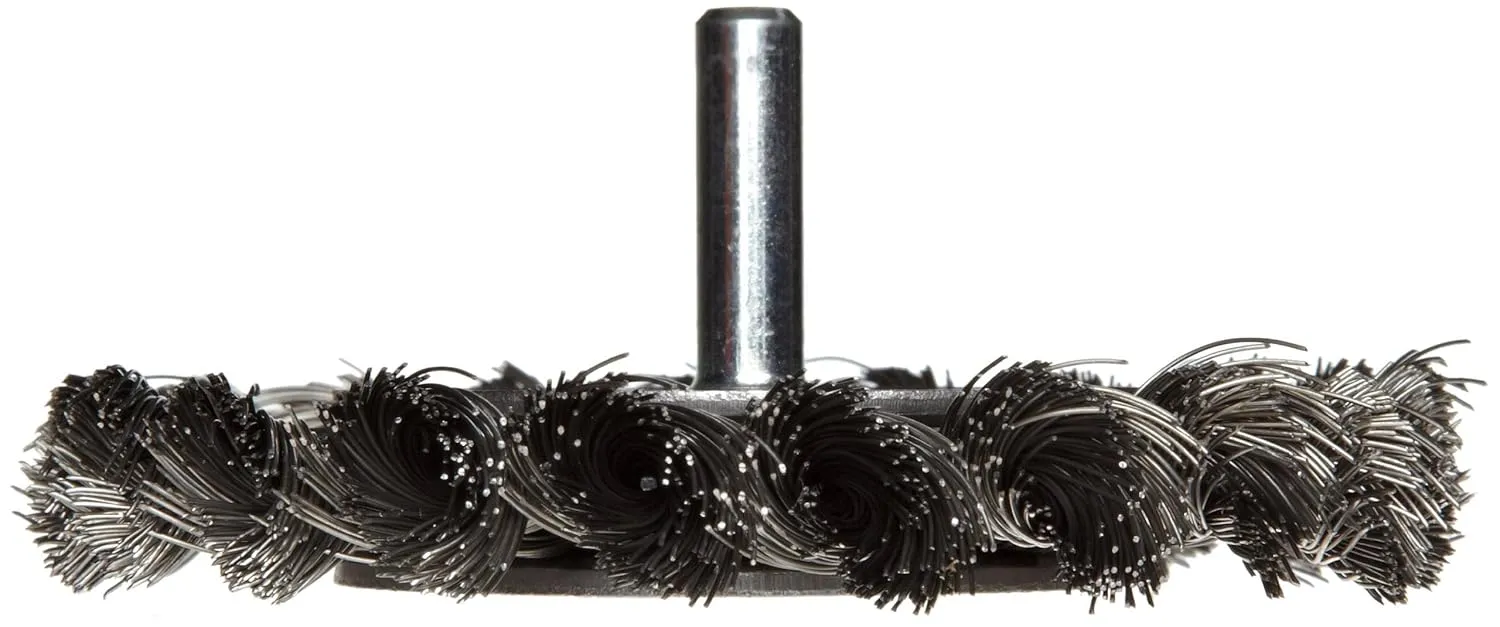 Weiler 17680 3-1/4" Stem-Mounted Knot Wire Wheel, .0118" Steel Fill, 1/4" Stem, Made in the USA