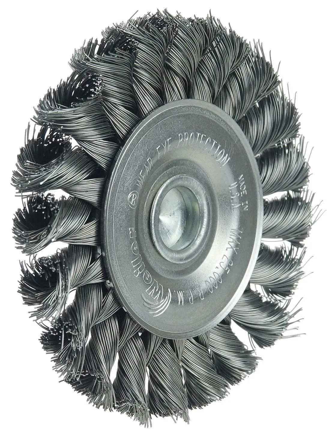 Weiler 17680 3-1/4" Stem-Mounted Knot Wire Wheel, .0118" Steel Fill, 1/4" Stem, Made in the USA