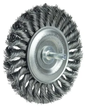 Weiler 17686 4" Stem-Mounted Knot Wire Wheel, .0118" Steel Fill, 1/4" Stem, Made in The USA (Pack of 5)