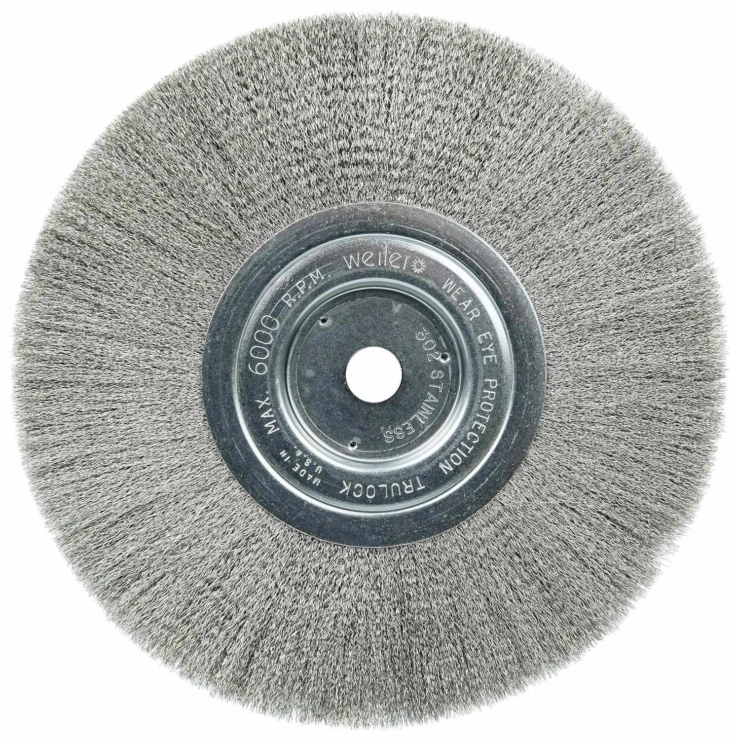 Weiler 01775 8" Narrow Face Crimped Wire Wheel, .006" Stainless Steel Fill, 5/8" Arbor Hole, Made in The USA (Pack of 2)