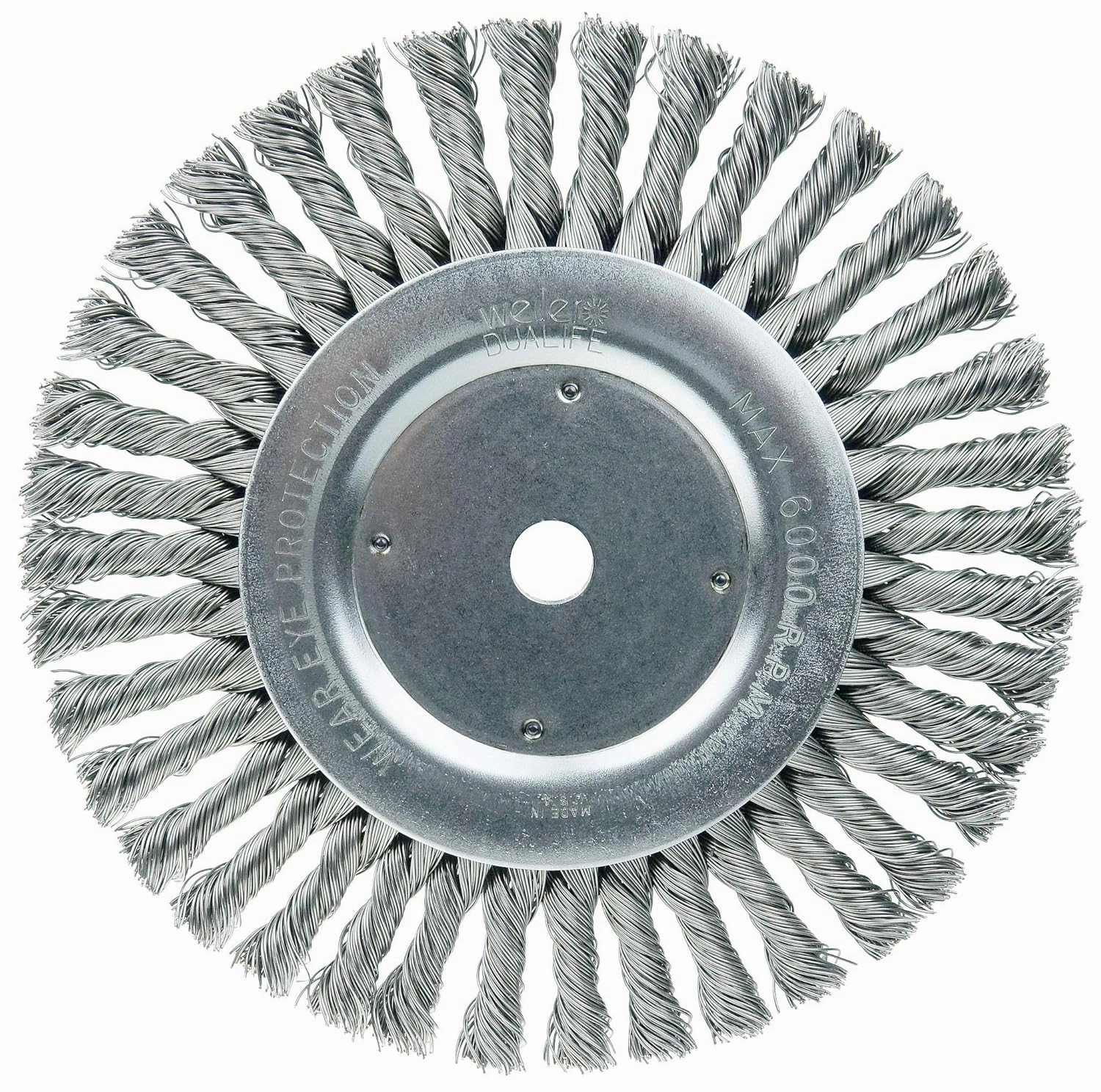 Weiler 08615 8" Cable Twist Knot Wire Wheel, .023" Steel Fill, 5/8" Arbor Hole, Made in the USA