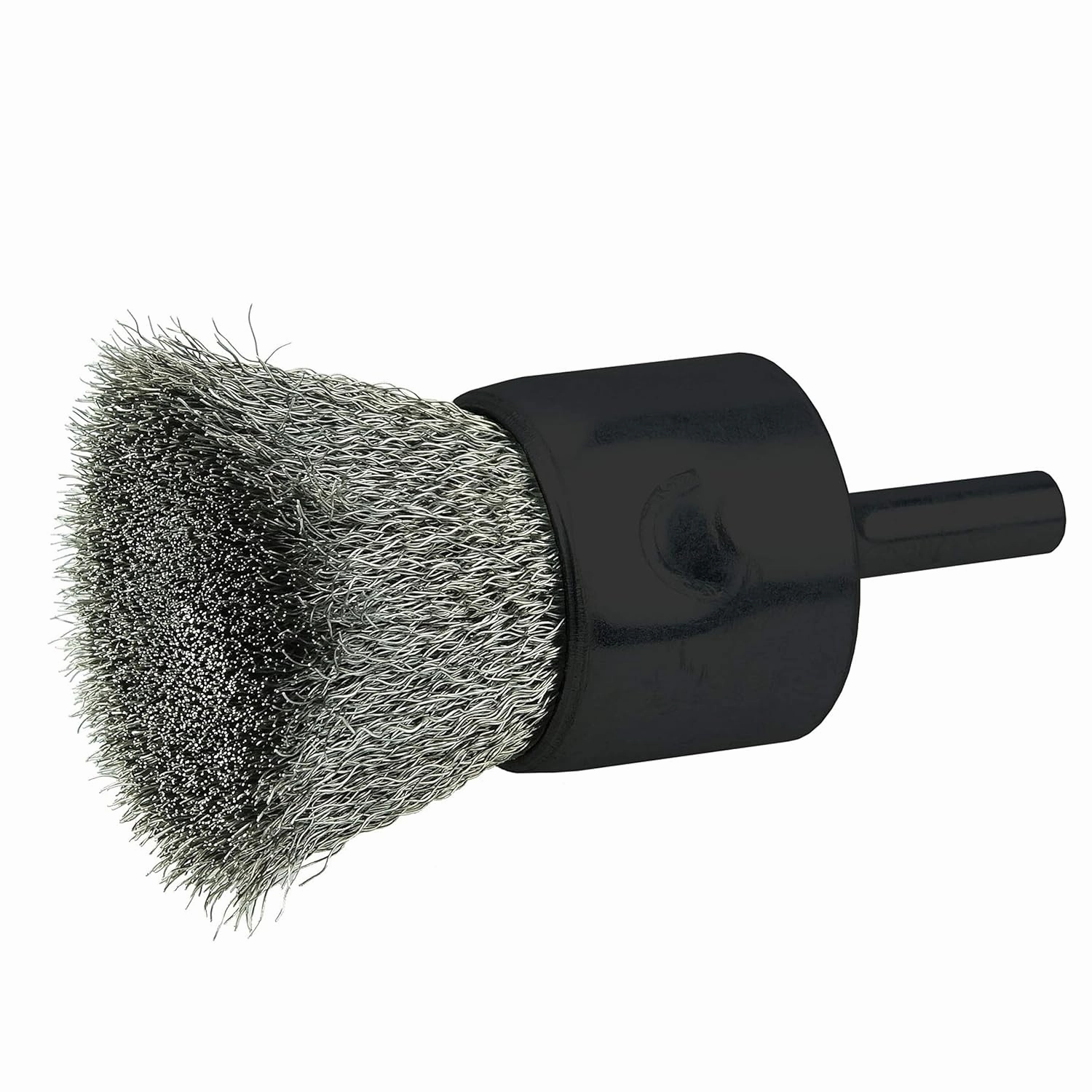 Weiler 10021 0.006" Wire Size, 1" Diameter, 302 Stainless Steel Bristles, Solid End, Stem-Mounted Crimped Wire End Brush, Made in the USA
