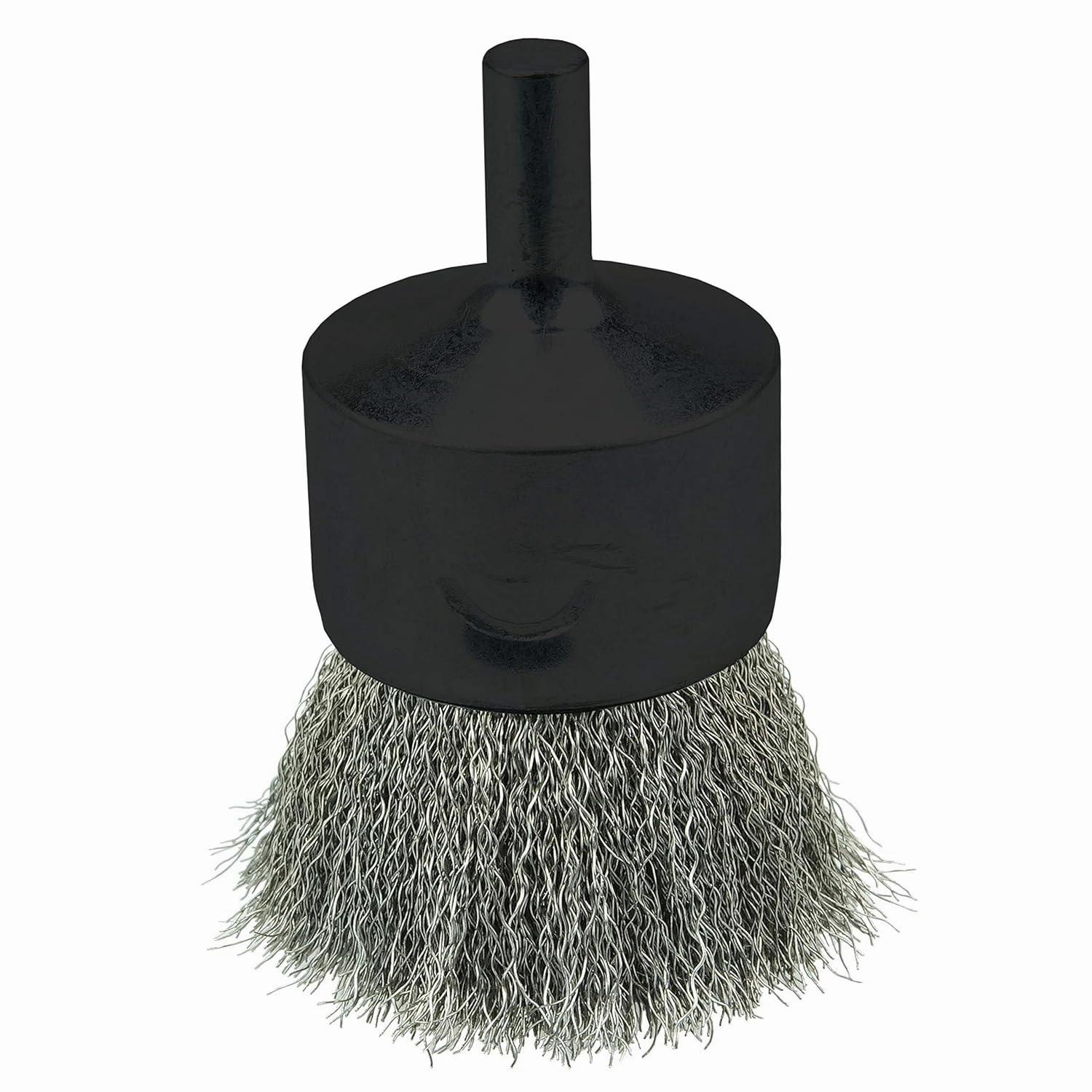 Weiler 10021 0.006" Wire Size, 1" Diameter, 302 Stainless Steel Bristles, Solid End, Stem-Mounted Crimped Wire End Brush, Made in the USA