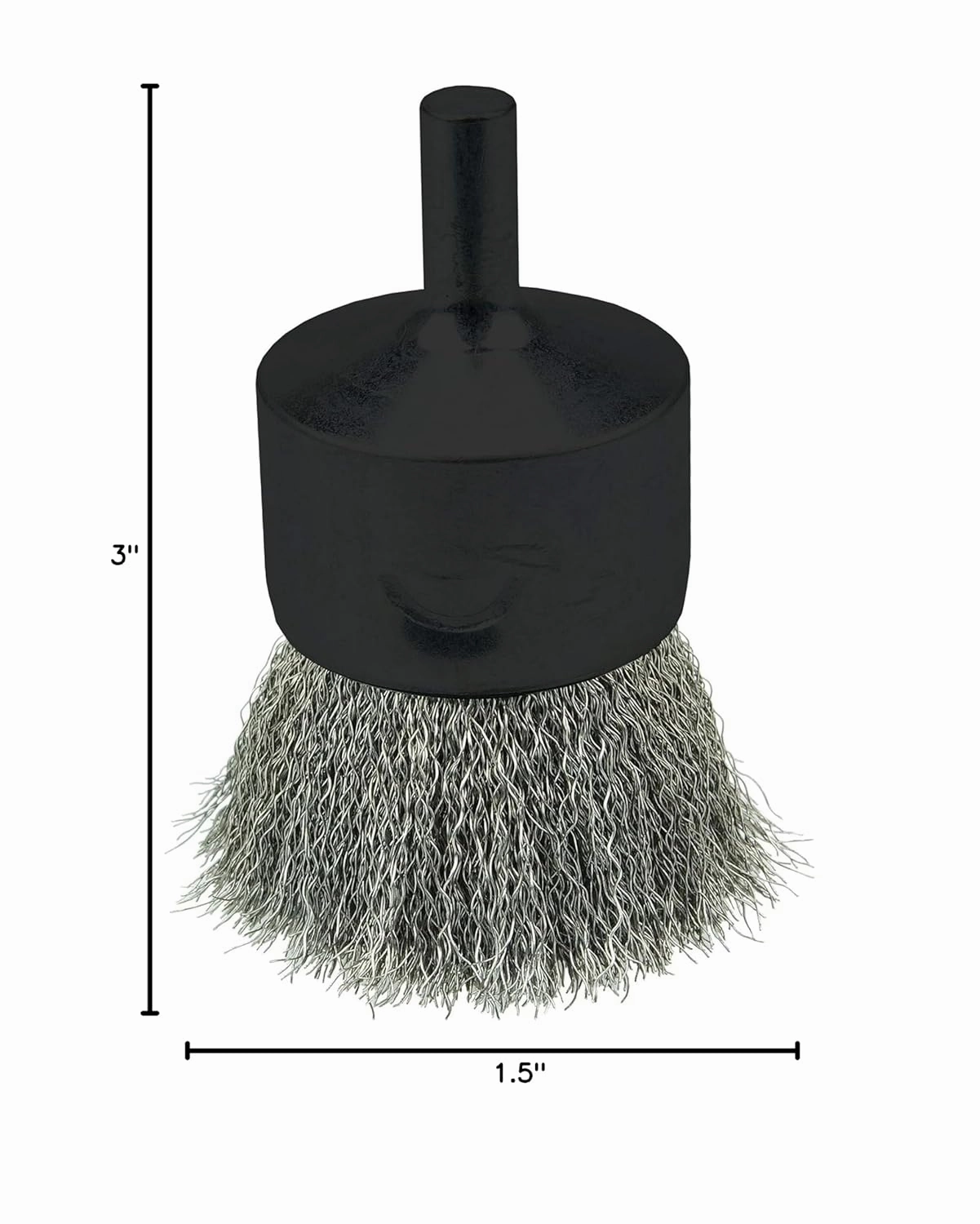Weiler 10021 0.006" Wire Size, 1" Diameter, 302 Stainless Steel Bristles, Solid End, Stem-Mounted Crimped Wire End Brush, Made in the USA