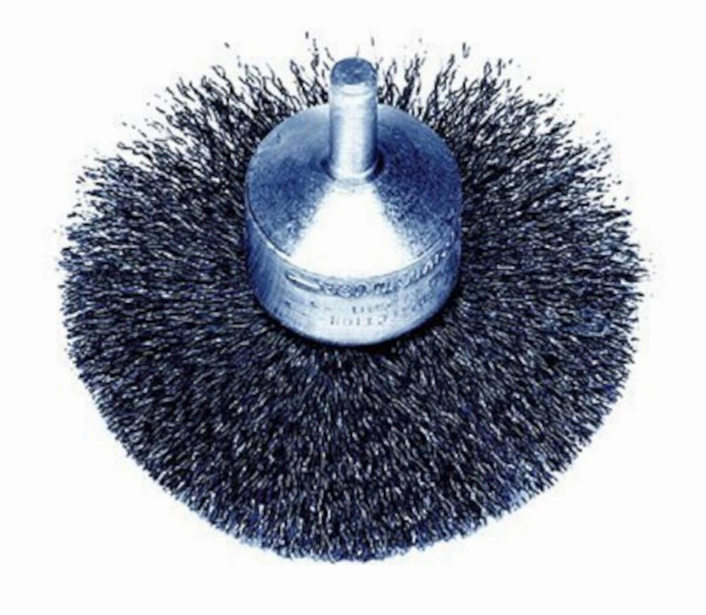 Weiler 10046 1-1/2" Circular Flared Crimped Wire End Brush, .008" Stainless Steel Fill, Made in The USA