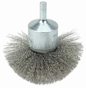 Weiler 10050 3" Circular Flared Crimped Wire End Brush, .008" Stainless Steel Fill, Made in the USA