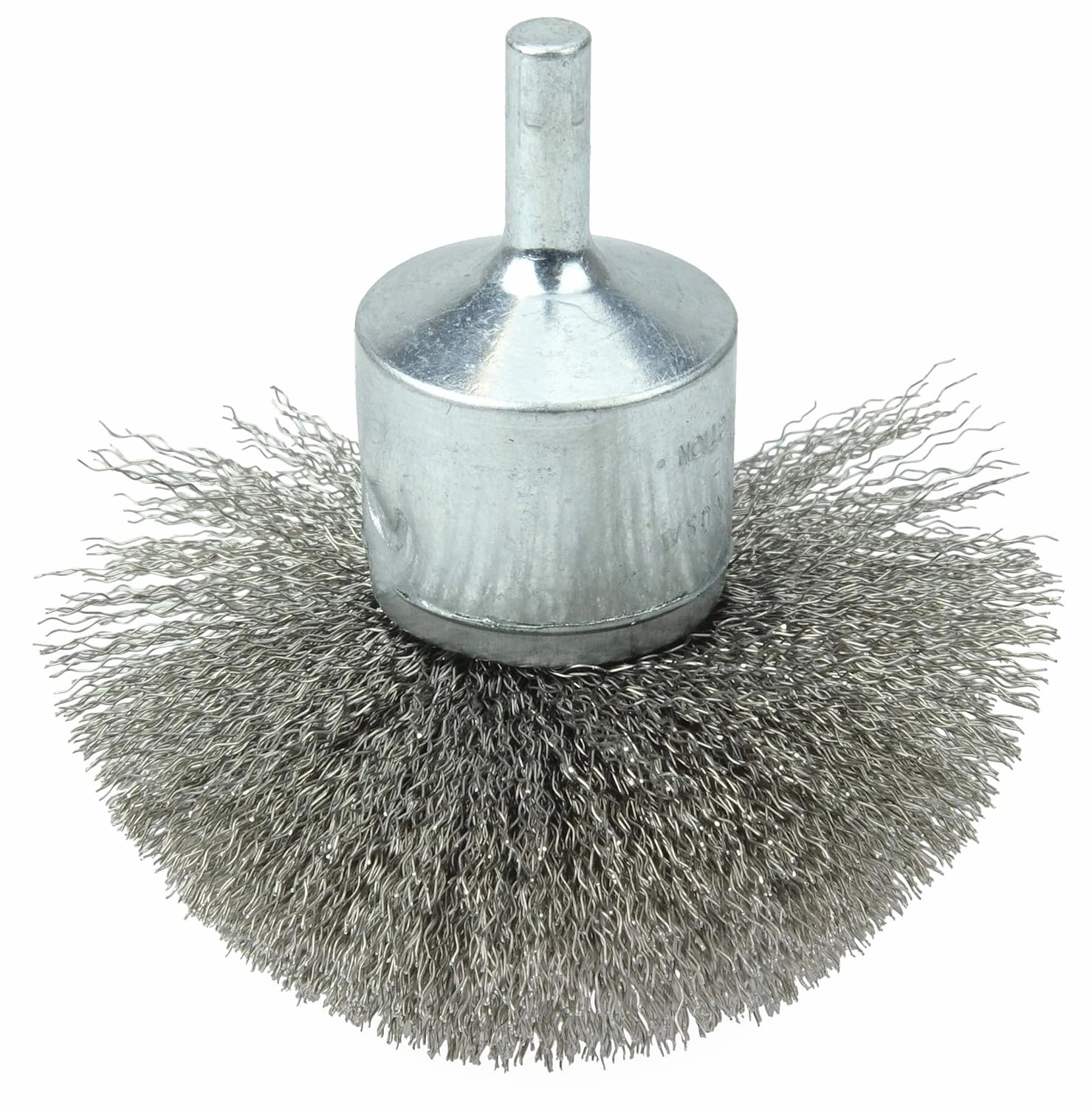 Weiler 10050 3" Circular Flared Crimped Wire End Brush, .008" Stainless Steel Fill, Made in the USA