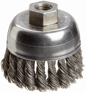Weiler 13285 2-3/4" Single Row Knot Wire Cup Brush, .020" Steel Fill, 1/2"-13 UNC Nut, Made in the USA
