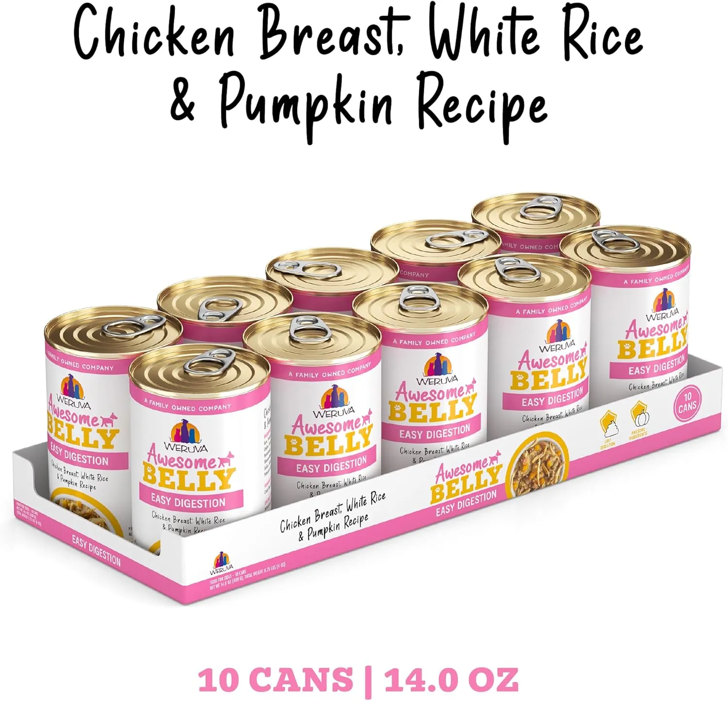Weruva Awesome Belly, Chicken, White Rice, & Pumpkin, 14oz Can (Pack of 10)