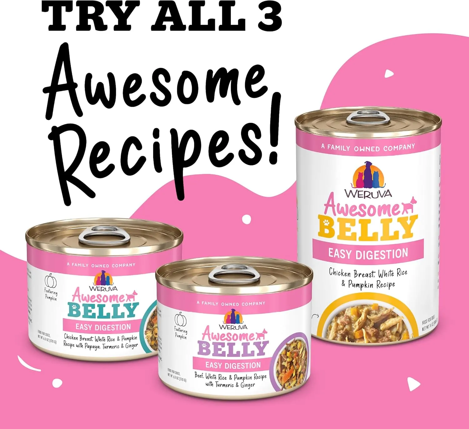 Weruva Awesome Belly, Chicken, White Rice, & Pumpkin, 14oz Can (Pack of 10)