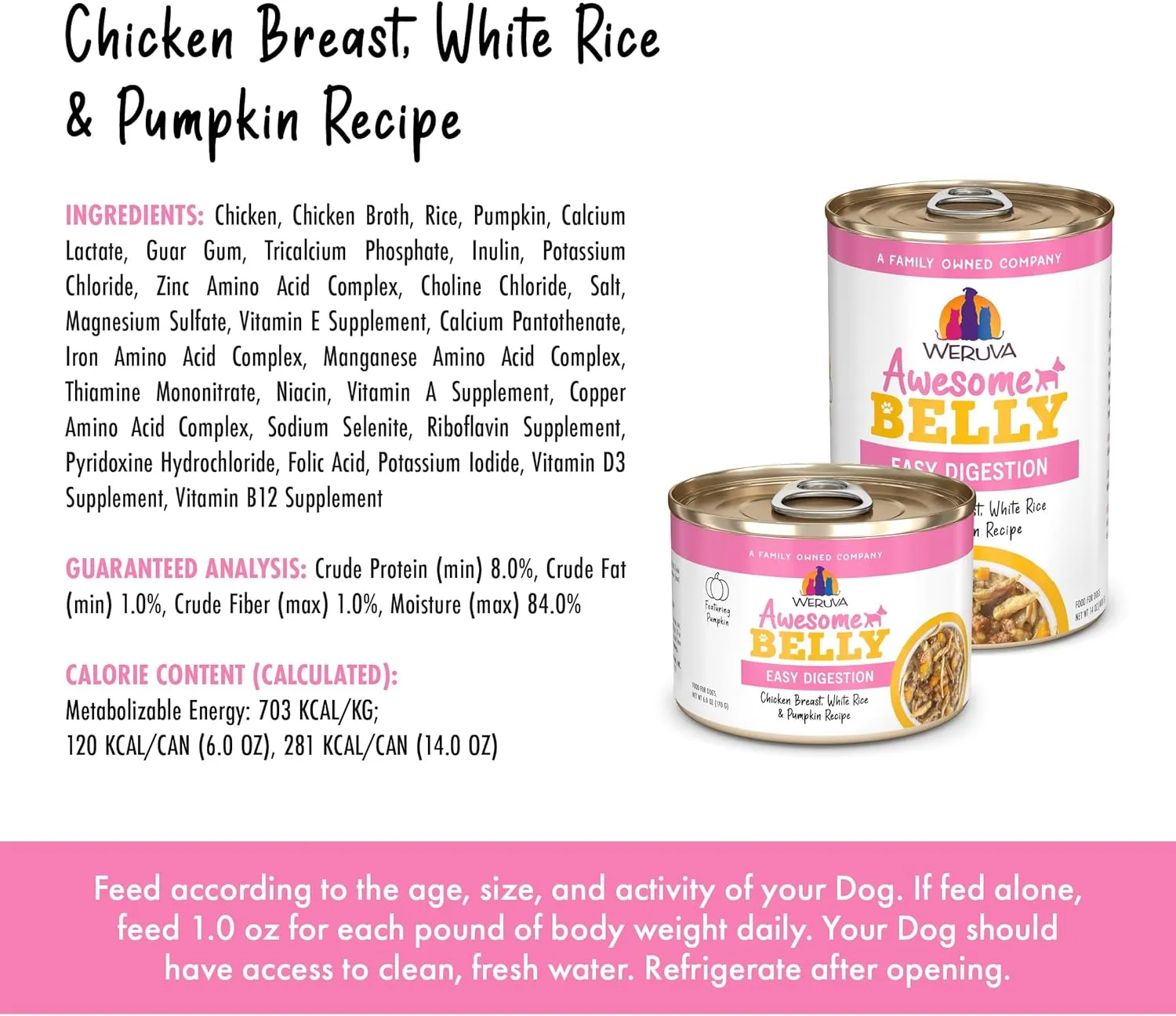 Weruva Awesome Belly, Chicken, White Rice, & Pumpkin, 14oz Can (Pack of 10)