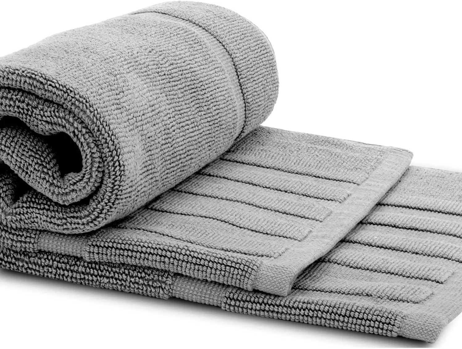 White Classic Luxury Bath Mat Floor Towel Set - Absorbent Cotton Hotel Spa Shower/Bathtub Mats [Not a Bathroom Rug] 22"x34" | 2 Pack | Light Grey
