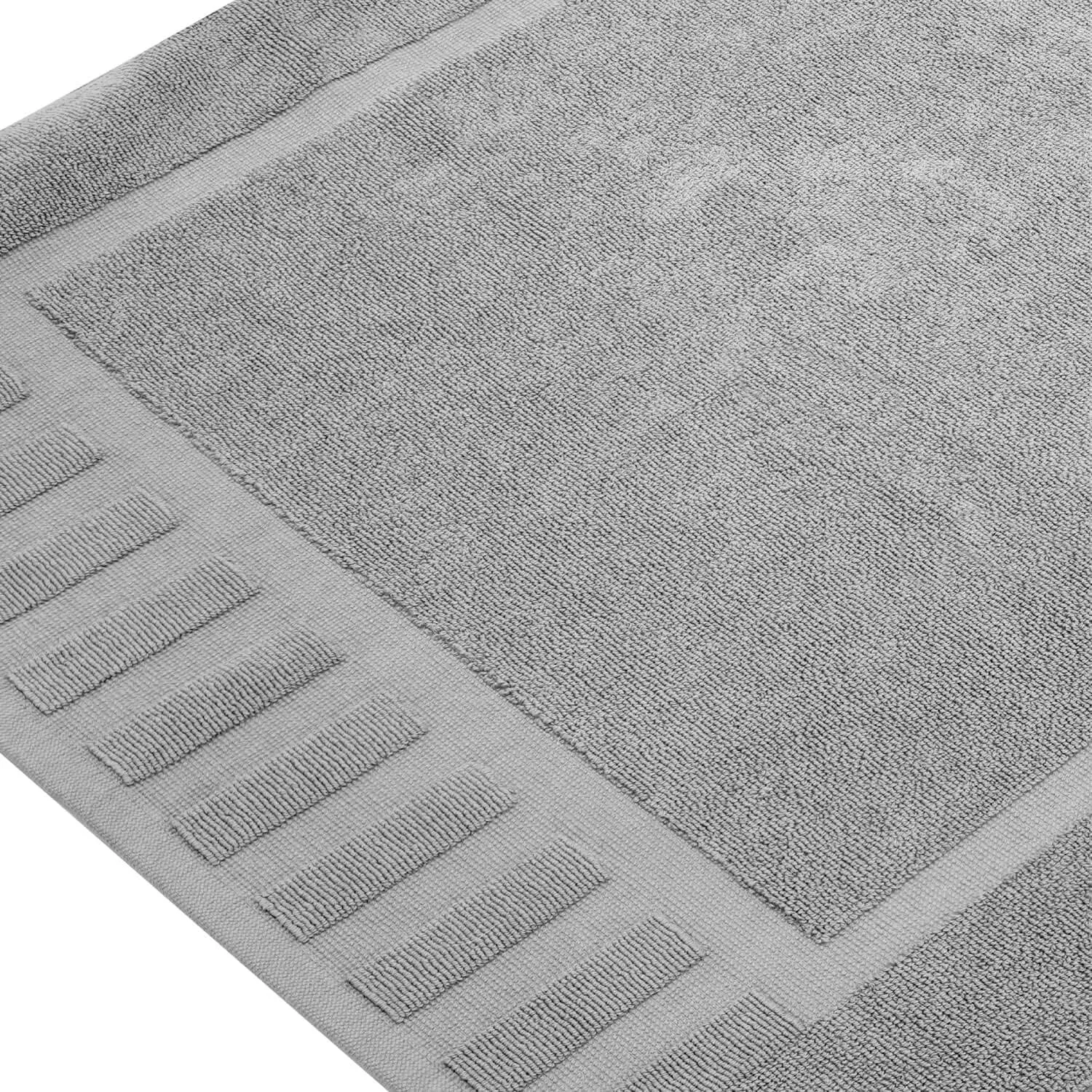 White Classic Luxury Bath Mat Floor Towel Set - Absorbent Cotton Hotel Spa Shower/Bathtub Mats [Not a Bathroom Rug] 22"x34" | 2 Pack | Light Grey