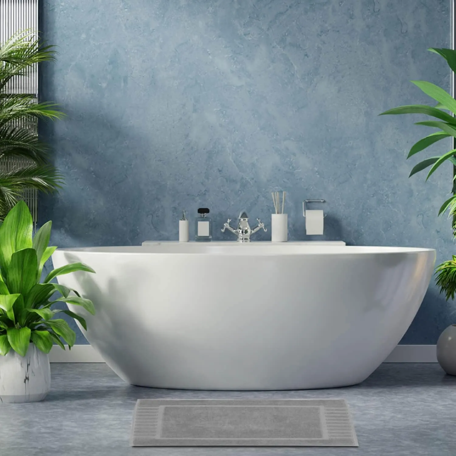 White Classic Luxury Bath Mat Floor Towel Set - Absorbent Cotton Hotel Spa Shower/Bathtub Mats [Not a Bathroom Rug] 22"x34" | 2 Pack | Light Grey