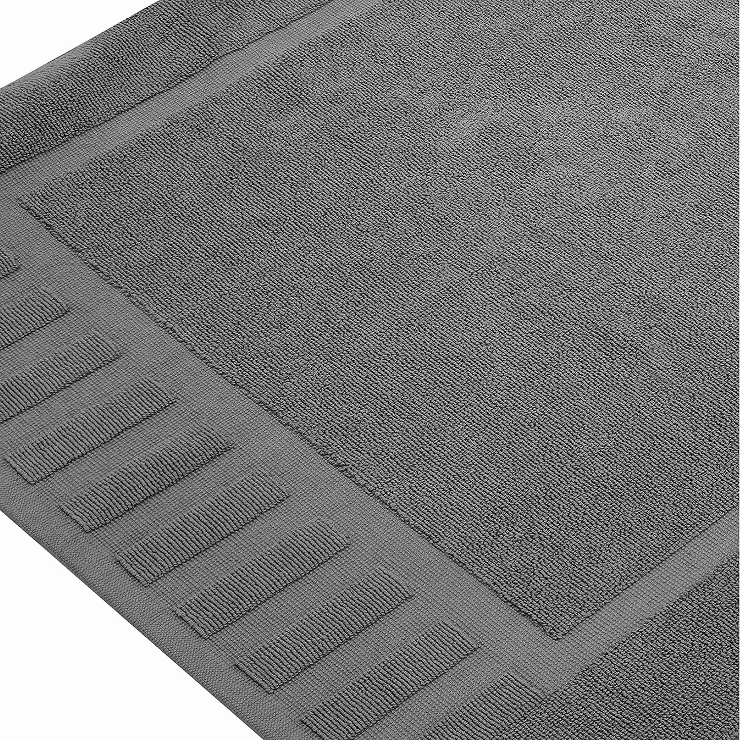 White Classic Luxury Bath Mat Floor Towel Set - Absorbent Cotton Hotel Spa Shower/Bathtub Mats [Not a Bathroom Rug] 22"x34" | 2 Pack | Dark Gray