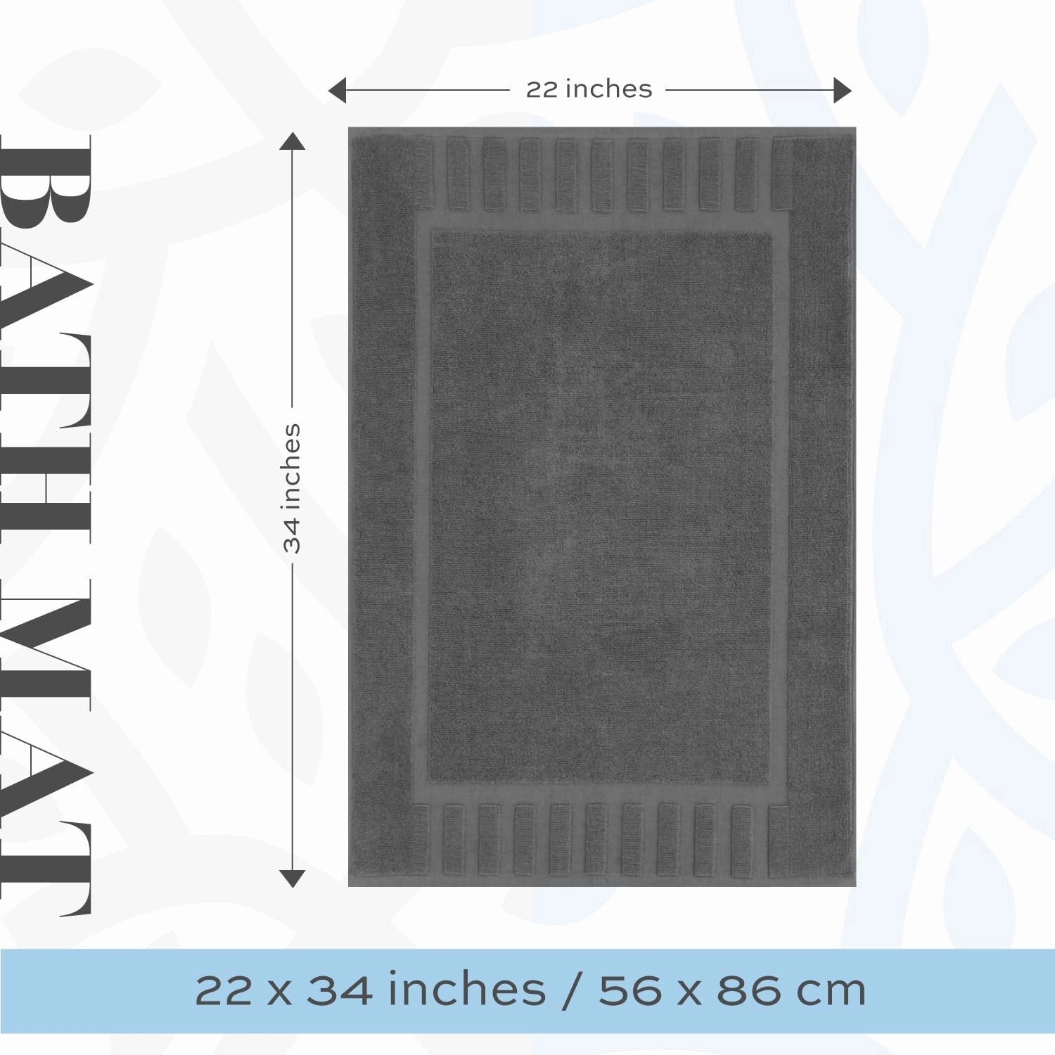 White Classic Luxury Bath Mat Floor Towel Set - Absorbent Cotton Hotel Spa Shower/Bathtub Mats [Not a Bathroom Rug] 22"x34" | 2 Pack | Dark Gray