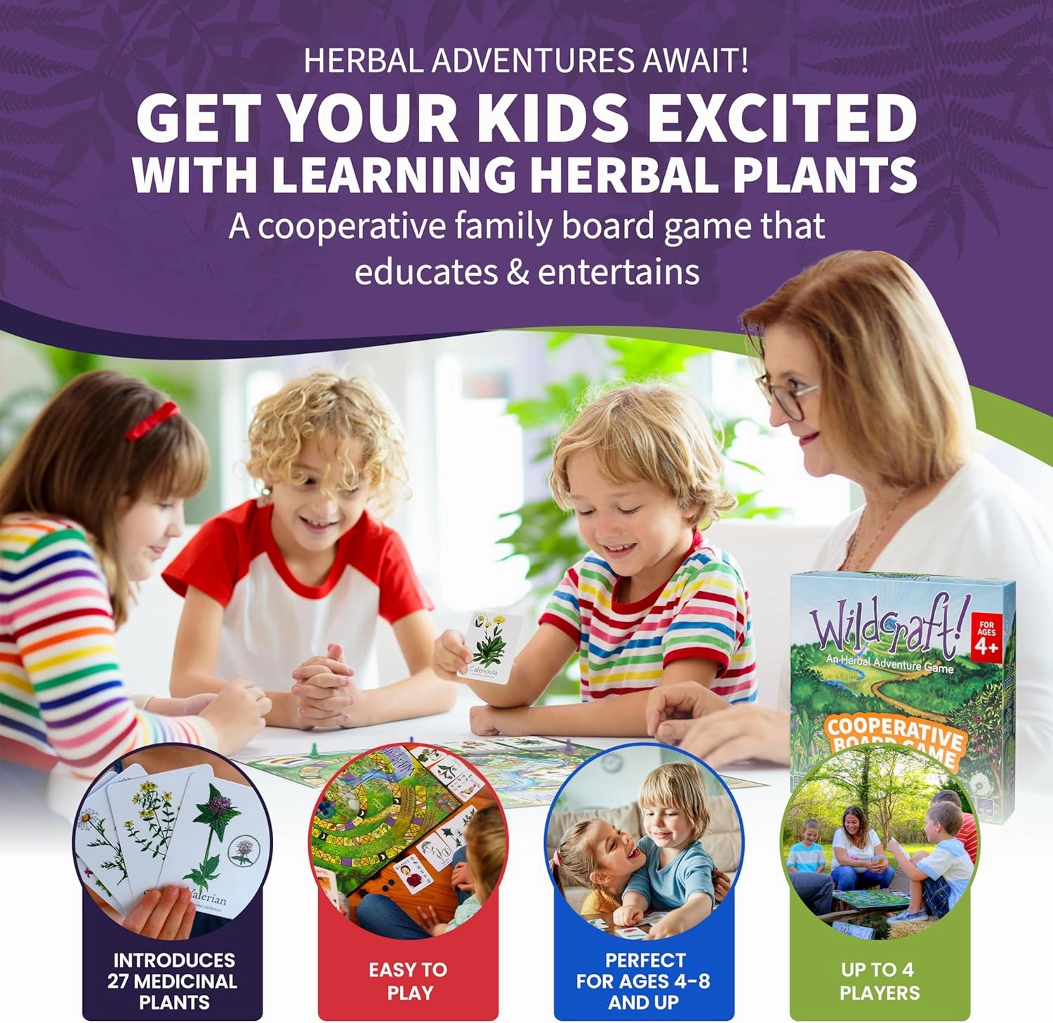 Wildcraft! an Herbal Adventure Game/Family Game: Cooperative Board Games for 4  Year Olds Learn 25 Herbs – Coop Board Games/Educational Games w/Learning Tools, incl. Plant Guide & Coloring Book